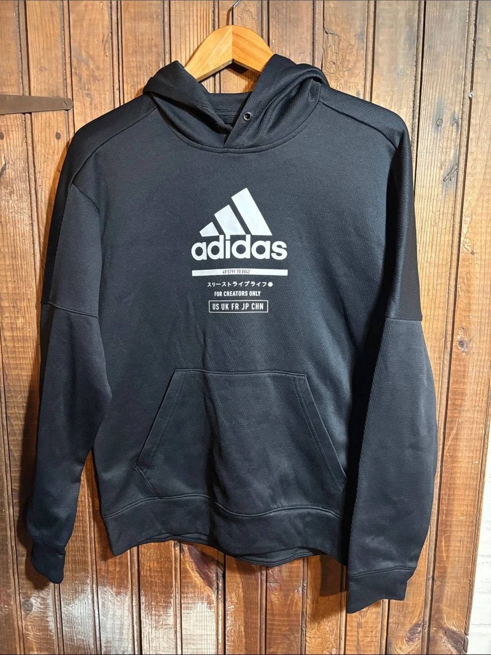 adidas Black Hoodie with White Logo